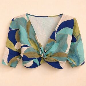 ZARA LINEN BLEND CROP TOP